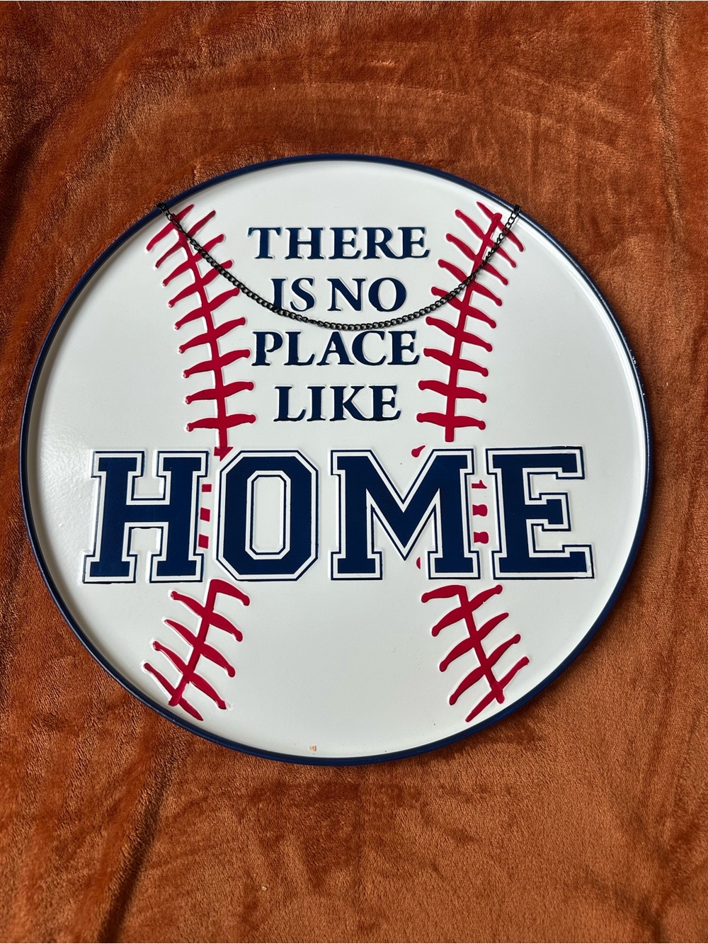 Baseball Home Wall Sign - White, Navy & Red